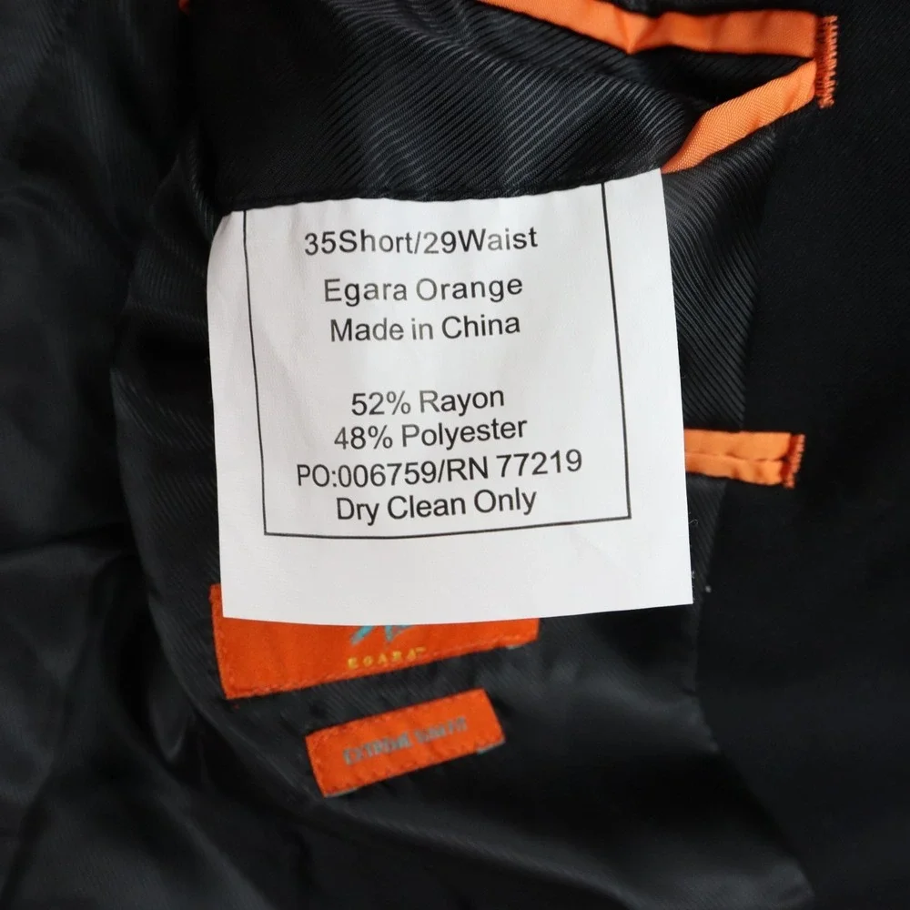 Egara Blazer Mens 35S Extreme Slim Fit 2-Button Suit Jacket Coat Formal Black‎